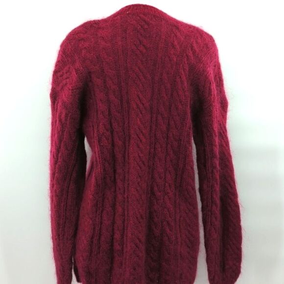 Northern Isles Vintage Mohair Blend Deep V-Neck Cable Knit Pullover Sweater SZ L - Picture 2 of 7
